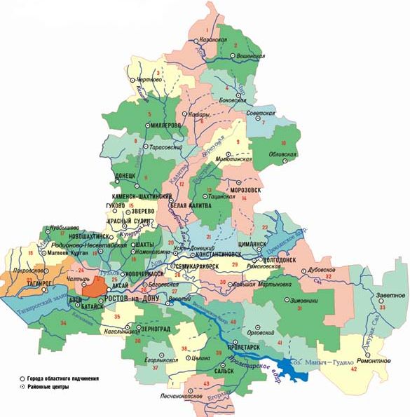 Административная карта Ростовской области